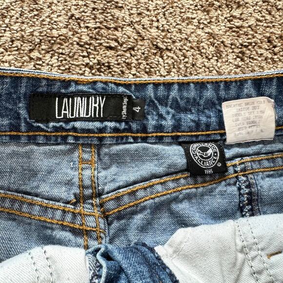 LAUNDRY by Shelli Segal Low Rise Denim Tulip knee length skirt size 4 Y2K - Picture 4 of 5